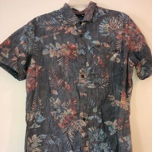 Gray floral vans button up polo
